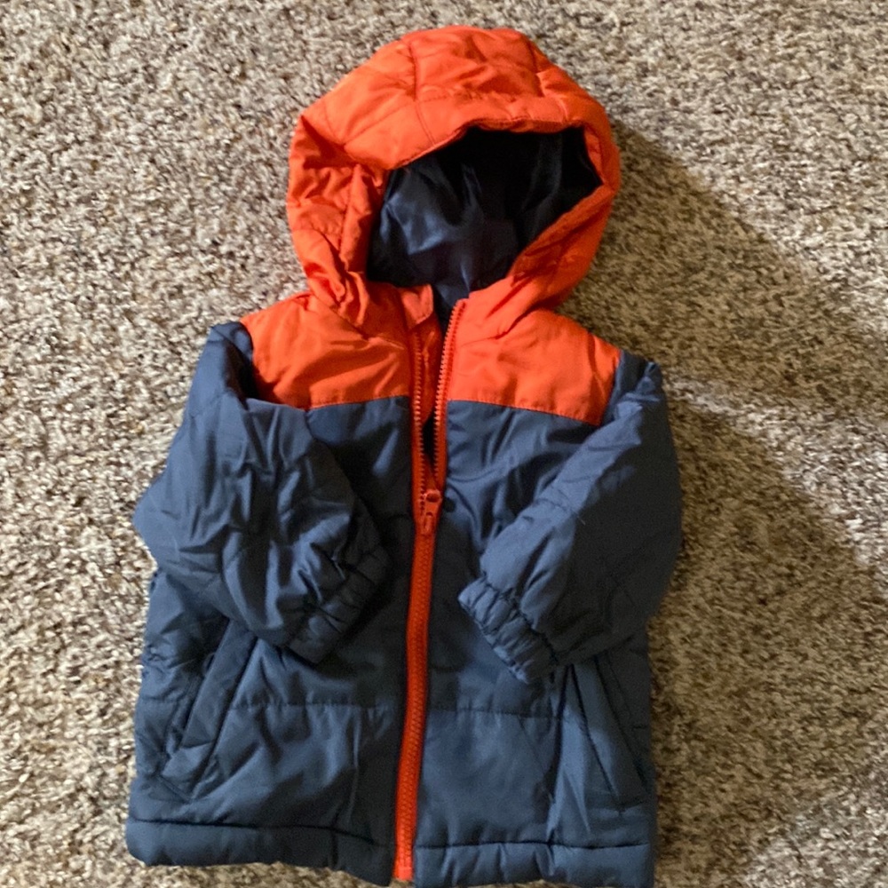 Orange and gray boys winter jacket size 12-18 months